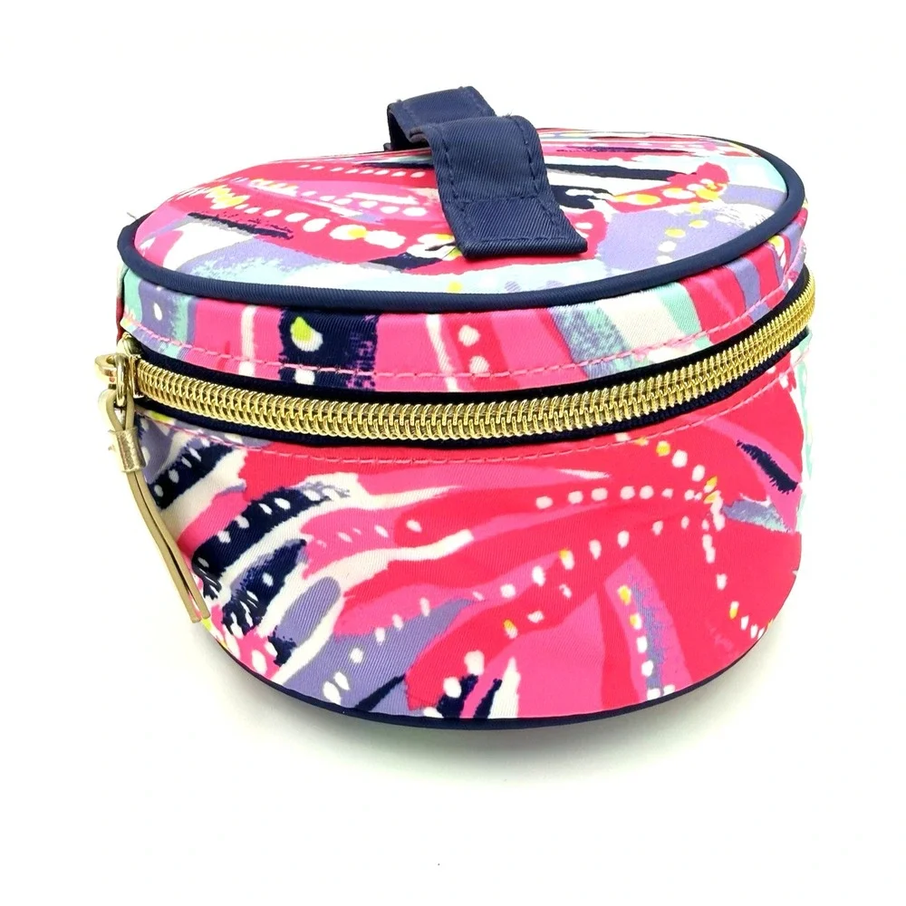 Lilly Pulitzer Pouch Drawstring & Zipper Makeup Bag Dragonfruit Oh My Guava 2 pc